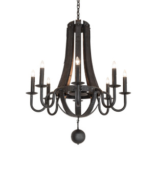 Barrel Stave Eight Light Chandelier in Costello Black/Charred Wood (57|270067)