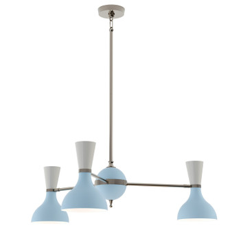 Clare Three Light Chandelier in Polished Nickel Chandelier w/Baby Blue/Lily Painted (165|BB04LY)