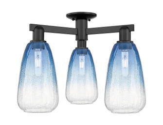 Arcadia Three Light Semi-Flush Mount in Matte Black (405|716-3F-BK-G480-6SB)