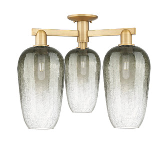 Arcadia Three Light Semi-Flush Mount in Brushed Brass (405|716-3F-BB-G484-7SL)