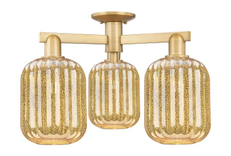 Arcadia Three Light Semi-Flush Mount in Brushed Brass (405|716-3F-BB-G460-7ME)