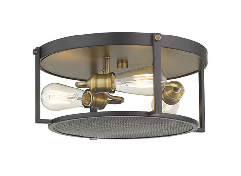 Halcyon Three Light Flush Mount in Bronze / Heritage Brass (224|723F15-BRZ+HBR)