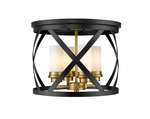 Malcalester Four Light Flush Mount in Matte Black / Olde Brass (224|481F16-MB-OBR)