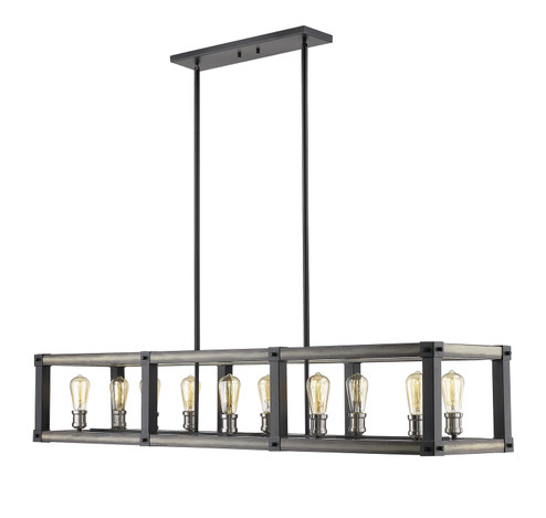 Kirkland Ten Light Linear Chandelier in Ashen Barnboard (224|472-10L-ABB)