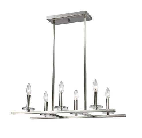 Verona Six Light Linear Chandelier in Brushed Nickel (224|2010-6L-BN)