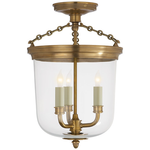 Merchant Three Light Semi-Flush Mount in Hand-Rubbed Antique Brass (268|TOB 4212HAB)