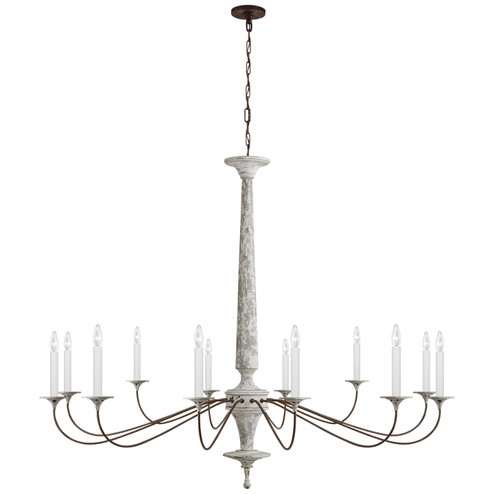 Bordeaux 12 Light Chandelier in Swedish White and Natural Rust (268|SK 5350SWH/NR)