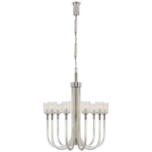 Reverie Ten Light Chandelier in Clear Ribbed Glass and Polished Nickel (268|KW 5401CRB/PN)