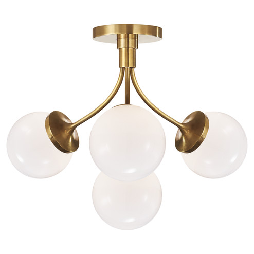 Prescott Four Light Semi Flush Mount in Soft Brass (268|KS 4407SB-WG)