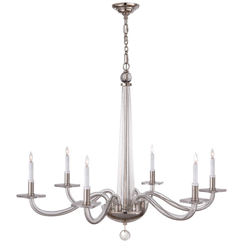 Bernardo Six Light Chandelier in Polished Nickel and Clear Glass (268|CHC 1141PN)