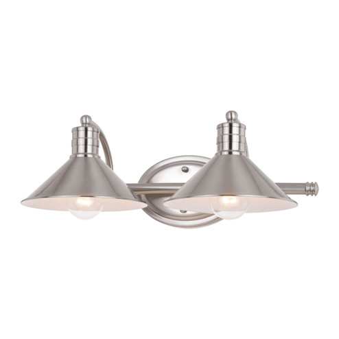 Akron Two Light Vanity in Satin Nickel and Matte White (63|W0376)