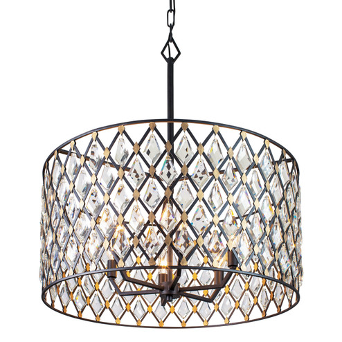 Windsor Six Light Pendant in Carbon/Havana Gold (137|345P06CBHG)