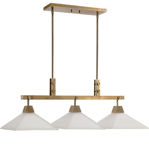 Brookdale Three Light Linear Chandelier in Aged Brass (52|21346)