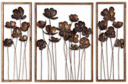 Metal Tulips Wall Art in Antiqued Gold Leaf w/Charcoal Gray (52|12785)