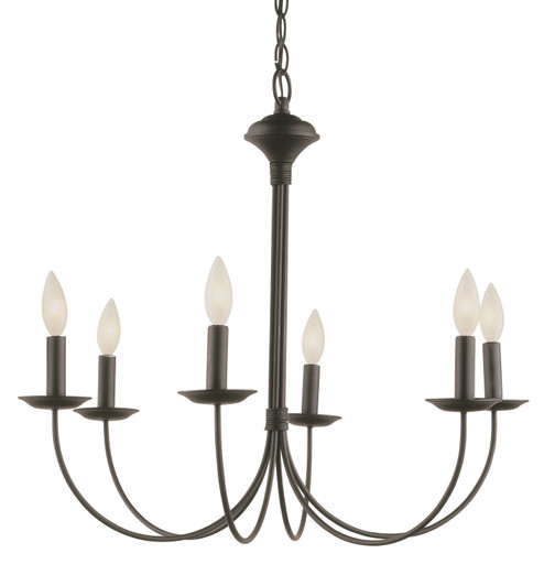 Candle Six Light Chandelier in Black (110|9016 BK)