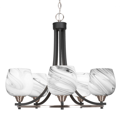 Paramount Five Light Chandelier in Matte Black & Brushed Nickel (200|3405-MBBN-4819)