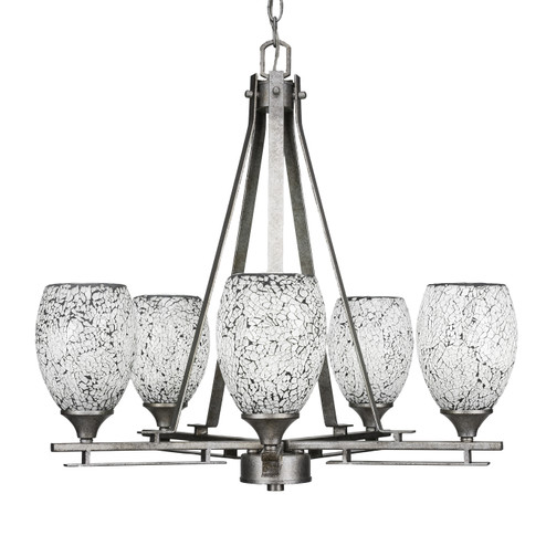 Uptowne Five Light Chandelier in Aged Silver (200|325-AS-4165)