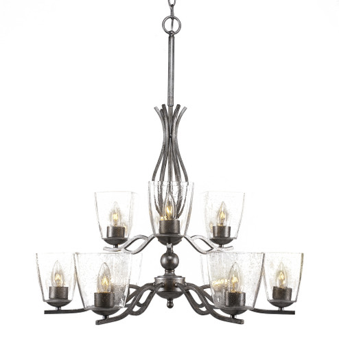 Revo Nine Light Chandelier in Aged Silver (200|249-AS-461)