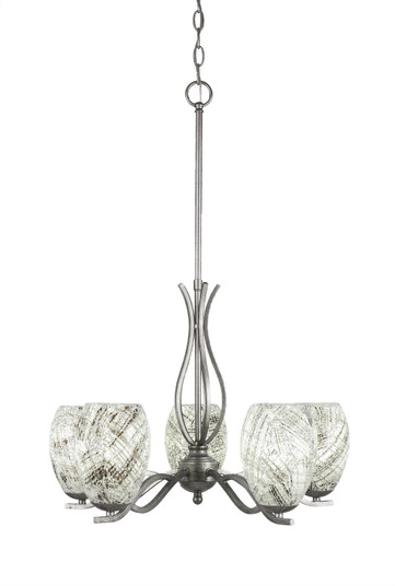 Revo Five Light Chandelier in Aged Silver (200|245-AS-5054)