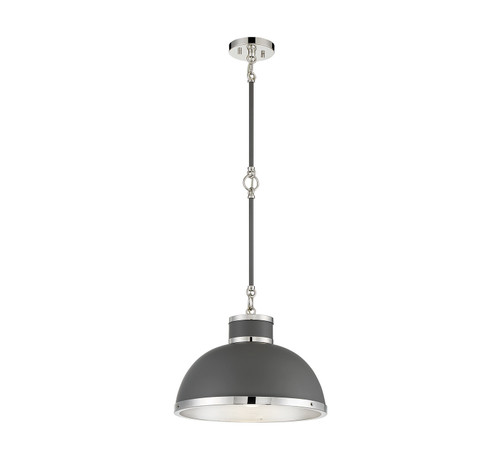 Corning One Light Pendant in Gray with Polished Nickel Accents (51|7-8882-1-175)