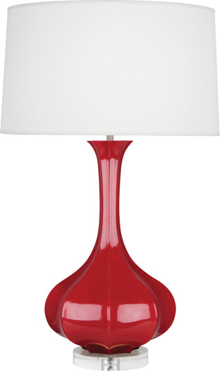 Pike One Light Table Lamp in Ruby Red Glazed Ceramic w/Lucite Base (165|RR996)