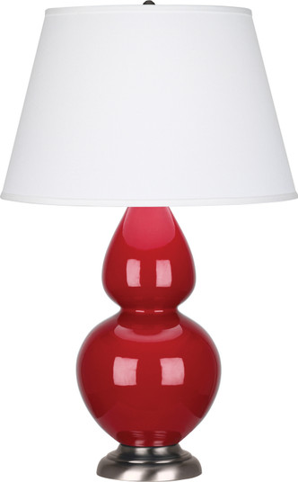 Double Gourd One Light Table Lamp in Ruby Red Glazed Ceramic w/Antique Silver (165|RR22X)