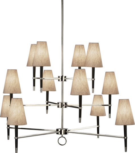 Jonathan Adler Ventana 12 Light Chandelier in Ebony Wood w/Polished Nickel (165|PN674)