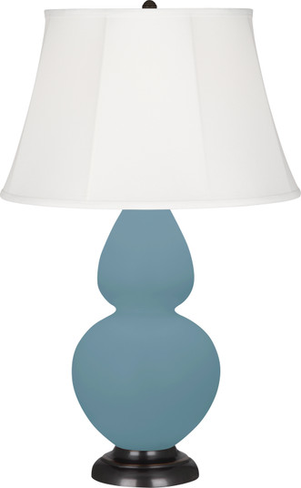 Double Gourd One Light Table Lamp in Matte Steel Blue Glazed Ceramic w/Deep Patina Bronze (165|MOB56)