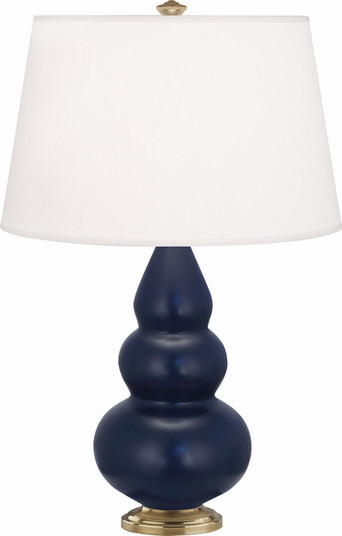 Small Triple Gourd One Light Accent Lamp in Matte Midnight Blue Glazed Ceramic w/Antique Brass (165|MMB30)