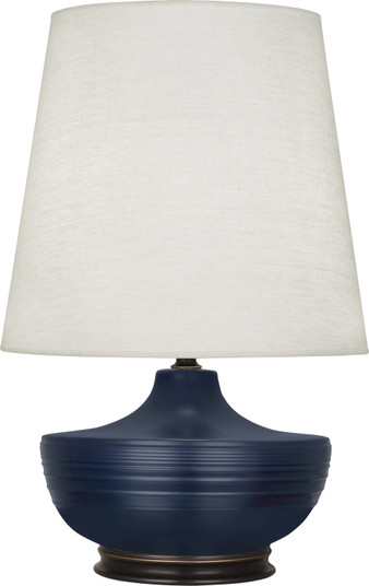 Michael Berman Nolan One Light Table Lamp in Matte Midnight Blue Glazed Ceramic and Deep Patina Bronze (165|MMB25)