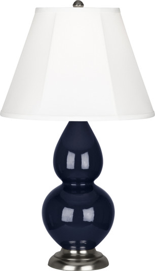 Small Double Gourd One Light Accent Lamp in Midnight Blue Glazed Ceramic w/Antique Silver (165|MB12)