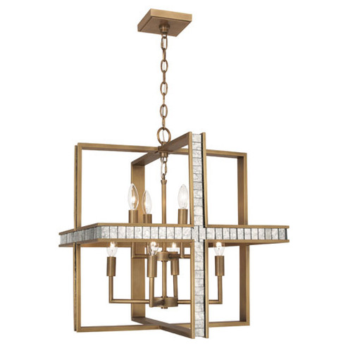 Diana Eight Light Pendant in Warm Brass w/ Antiqued Mirror (165|204)