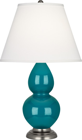 Small Double Gourd One Light Accent Lamp in Peacock Glazed Ceramic w/Antique Silver (165|1773X)