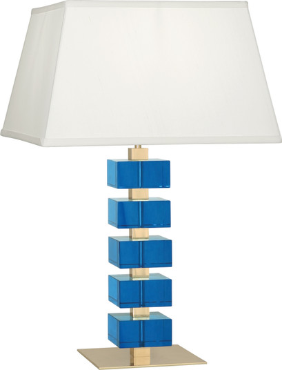 Jonathan Adler Monaco One Light Table Lamp in Lacquered Natural Brass and Turquoise Crystal Blocks (165|176)