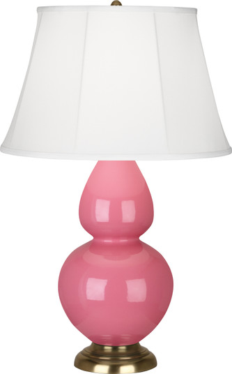 Double Gourd One Light Table Lamp in Schiaparelli Pink Glazed Ceramic w/Antique Natural Brass (165|1607)