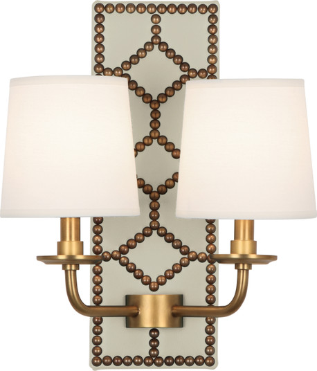 Williamsburg Lightfoot Two Light Wall Sconce in Bruton White Leather w/Nailhead and Aged Brass (165|1032)