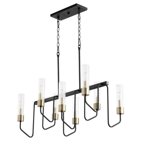 Helix Eight Light Chandelier in Textured Black w/ Aged Brass (19|895-8-6980)