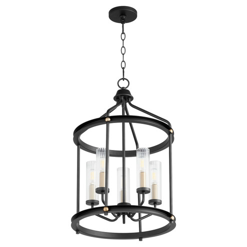 Empire Five Light Entry Pendant in Textured Black w/ Aged Brass (19|829-5-6980)
