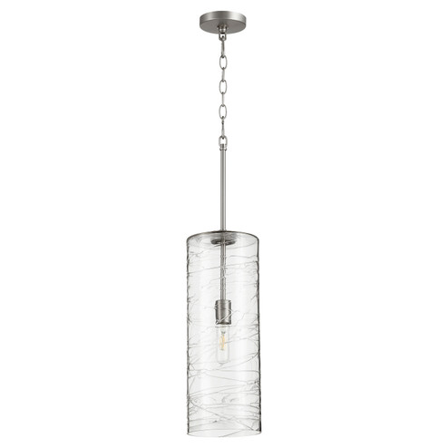 One Light Pendant in Satin Nickel w/ Textured Glass (19|8192-65)