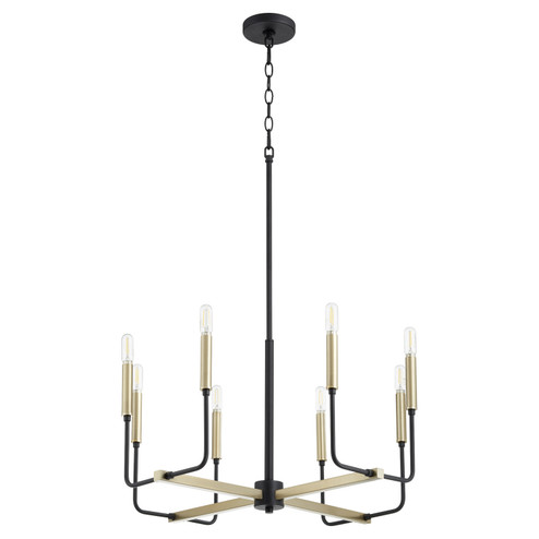 Lacy Eight Light Chandelier in Textured Black w/ Aged Brass (19|631-8-6980)