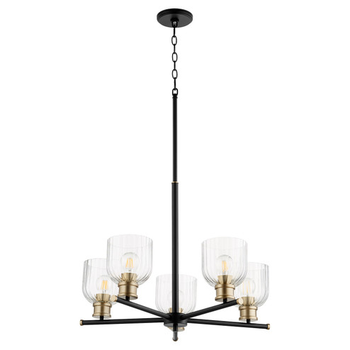 Monarch Five Light Chandelier in Textured Black w/ Aged Brass (19|610-5-6980)