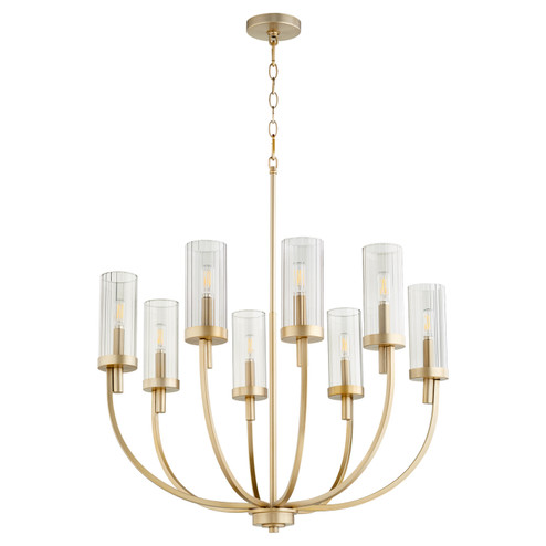 Ladin Eight Light Chandelier in Aged Brass w/ Smoke Fluted Glass (19|601-8-80)