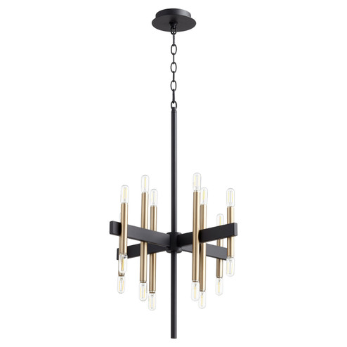 Luxe 16 Light Chandelier in Textured Black w/ Aged Brass (19|60-16-6980)