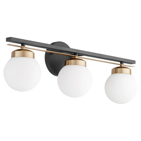 Nimbus Three Light Vanity in Textured Black w/ Aged Brass (19|506-3-6980)