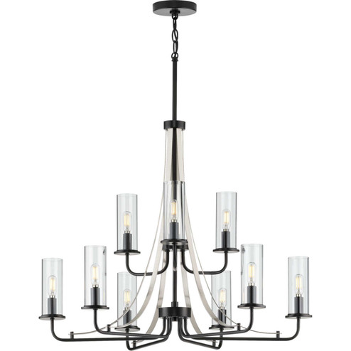 Riley Nine Light Chandelier in Black (54|P400210-031)