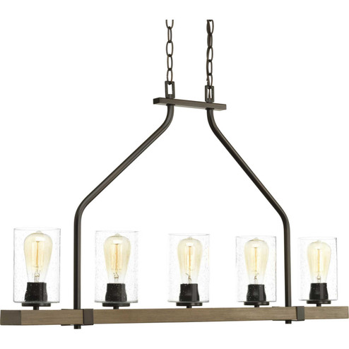 Barnes Mill Five Light Linear Chandelier in Antique Bronze (54|P400055-020)