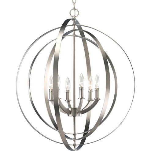 Equinox Six Light Foyer Pendant in Burnished Silver (54|P3889-126)