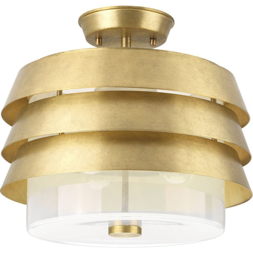 Point Dume-Sandbar Three Light Semi Flush Mount in Brushed Brass (54|P350141-160)