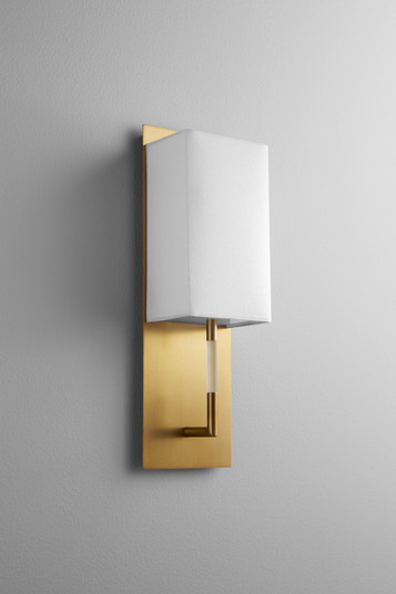 Epoch LED Wall Sconce in Aged Brass W/ White Linen (440|3-564-140)
