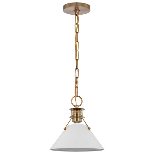 Outpost One Light Pendant in Matte White / Burnished Brass (72|60-7522)
